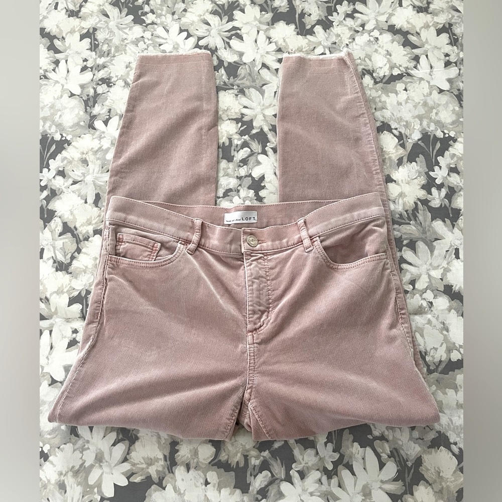 LOFT Champagne Pink Corduroy Skinny Ankle Pants Size 8/29
